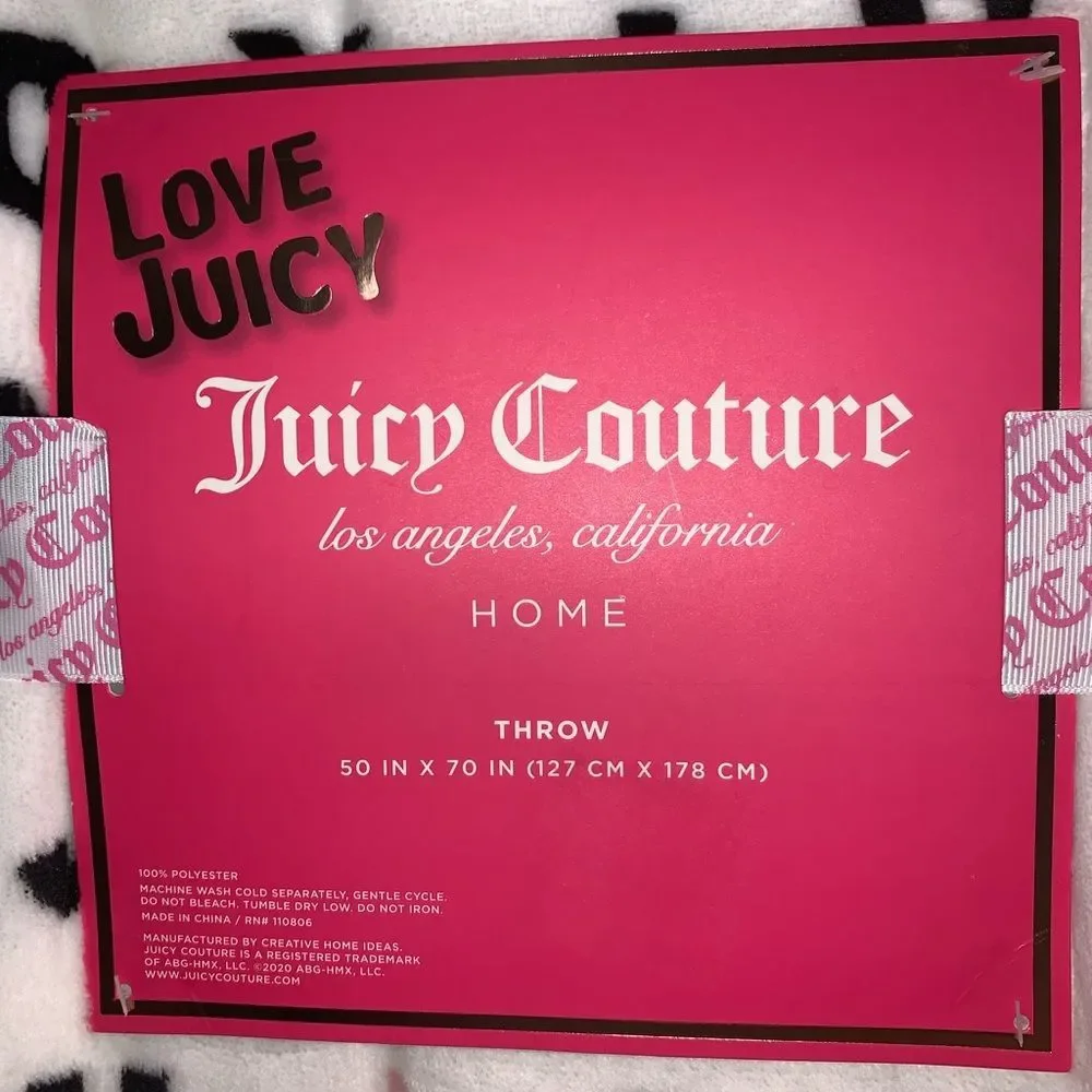 NWT White Juicy Couture Eye Exam Throw Blanket
